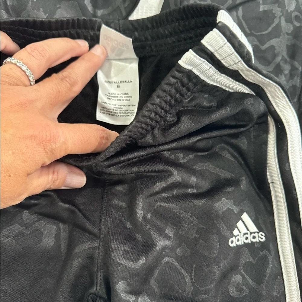 adidas Kids Black Track Jacket and Pants Set with White Stripes